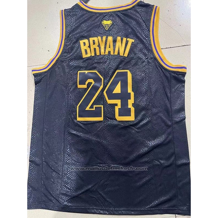 Maillot Los Angeles Lakers Kobe Bryant #8 24 Black Mamba Snakeskin Noir